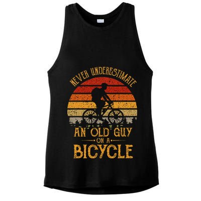 Vintage Never Underestimate An Old Guy On A Bicycle Cycling Ladies PosiCharge Tri-Blend Wicking Tank
