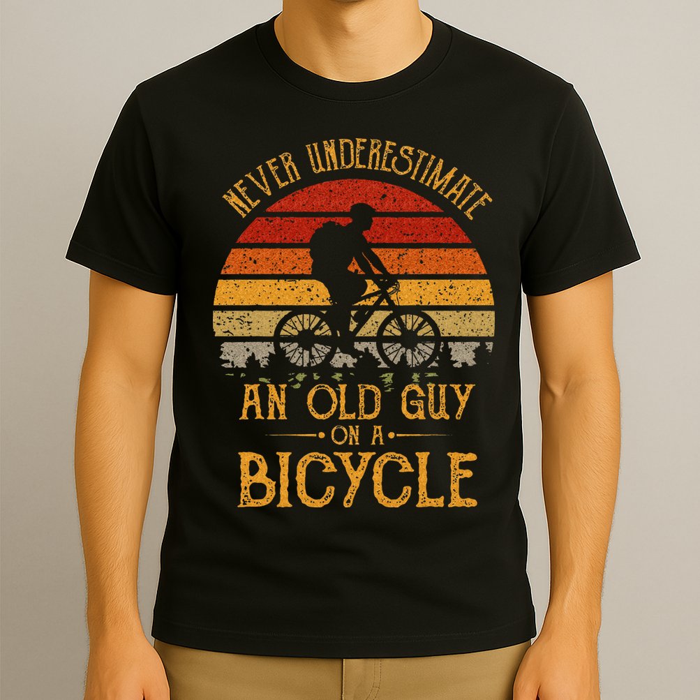 Vintage Never Underestimate An Old Guy On A Bicycle Cycling T-Shirt