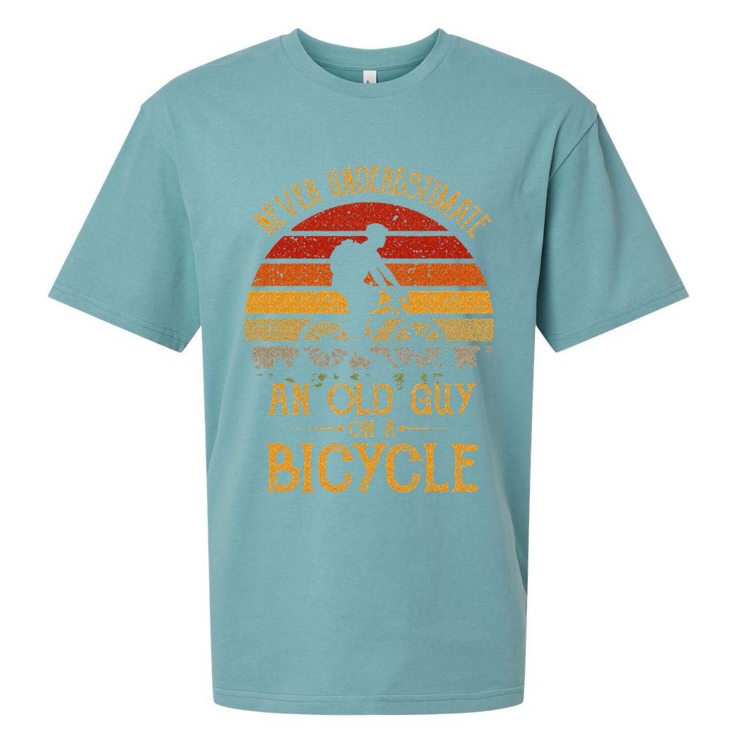 Vintage Never Underestimate An Old Guy On A Bicycle Cycling Sueded Cloud Jersey T-Shirt