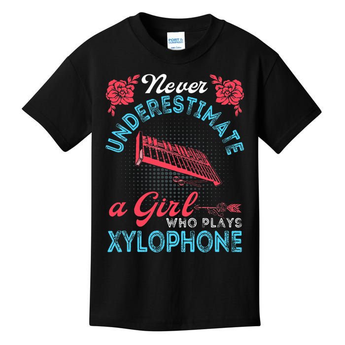 Vintage Never Underestimate Girl Who Plays Xylophone Musical Kids T-Shirt