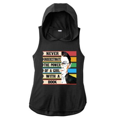 Vintage Never Underestimate The Power Of A Girl With A Book Gift Ladies PosiCharge Tri-Blend Wicking Draft Hoodie Tank