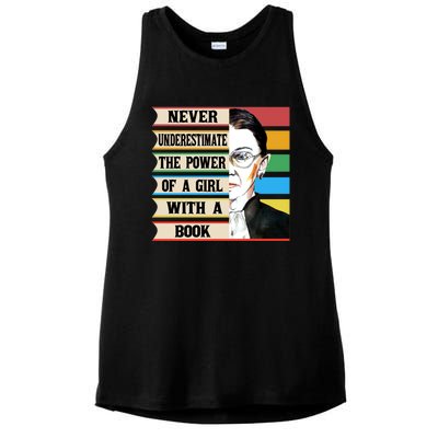 Vintage Never Underestimate The Power Of A Girl With A Book Gift Ladies PosiCharge Tri-Blend Wicking Tank