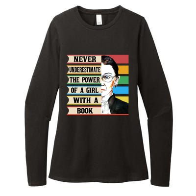 Vintage Never Underestimate The Power Of A Girl With A Book Gift Womens CVC Long Sleeve Shirt