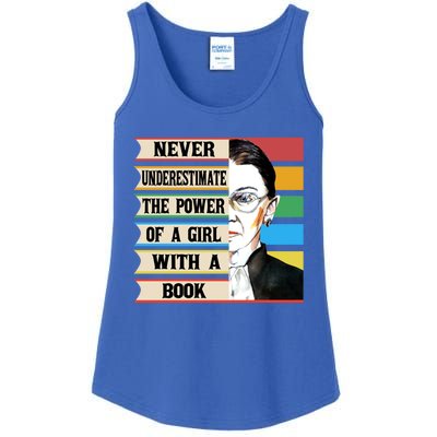 Vintage Never Underestimate The Power Of A Girl With A Book Gift Ladies Essential Tank