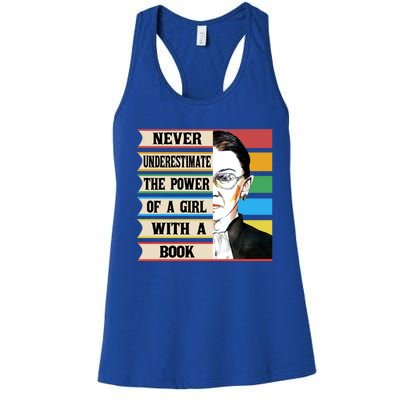 Vintage Never Underestimate The Power Of A Girl With A Book Gift Women's Racerback Tank