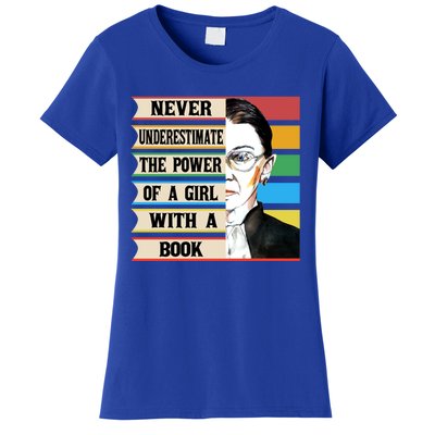 Vintage Never Underestimate The Power Of A Girl With A Book Gift Women's T-Shirt