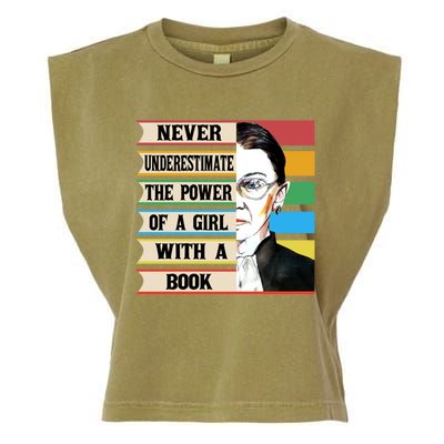 Vintage Never Underestimate The Power Of A Girl With A Book Gift Garment-Dyed Women's Muscle Tee