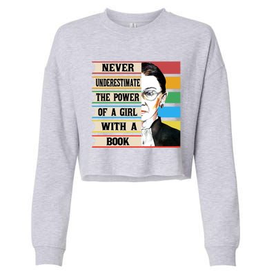 Vintage Never Underestimate The Power Of A Girl With A Book Gift Cropped Pullover Crew