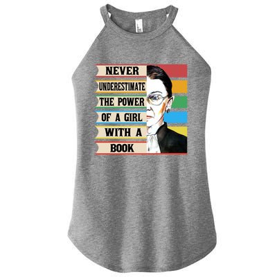 Vintage Never Underestimate The Power Of A Girl With A Book Gift Women’s Perfect Tri Rocker Tank