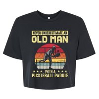 Vintage Never Underestimate An Old Man Pickleball Paddle Bella+Canvas Jersey Crop Tee