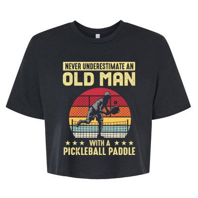 Vintage Never Underestimate An Old Man Pickleball Paddle Bella+Canvas Jersey Crop Tee