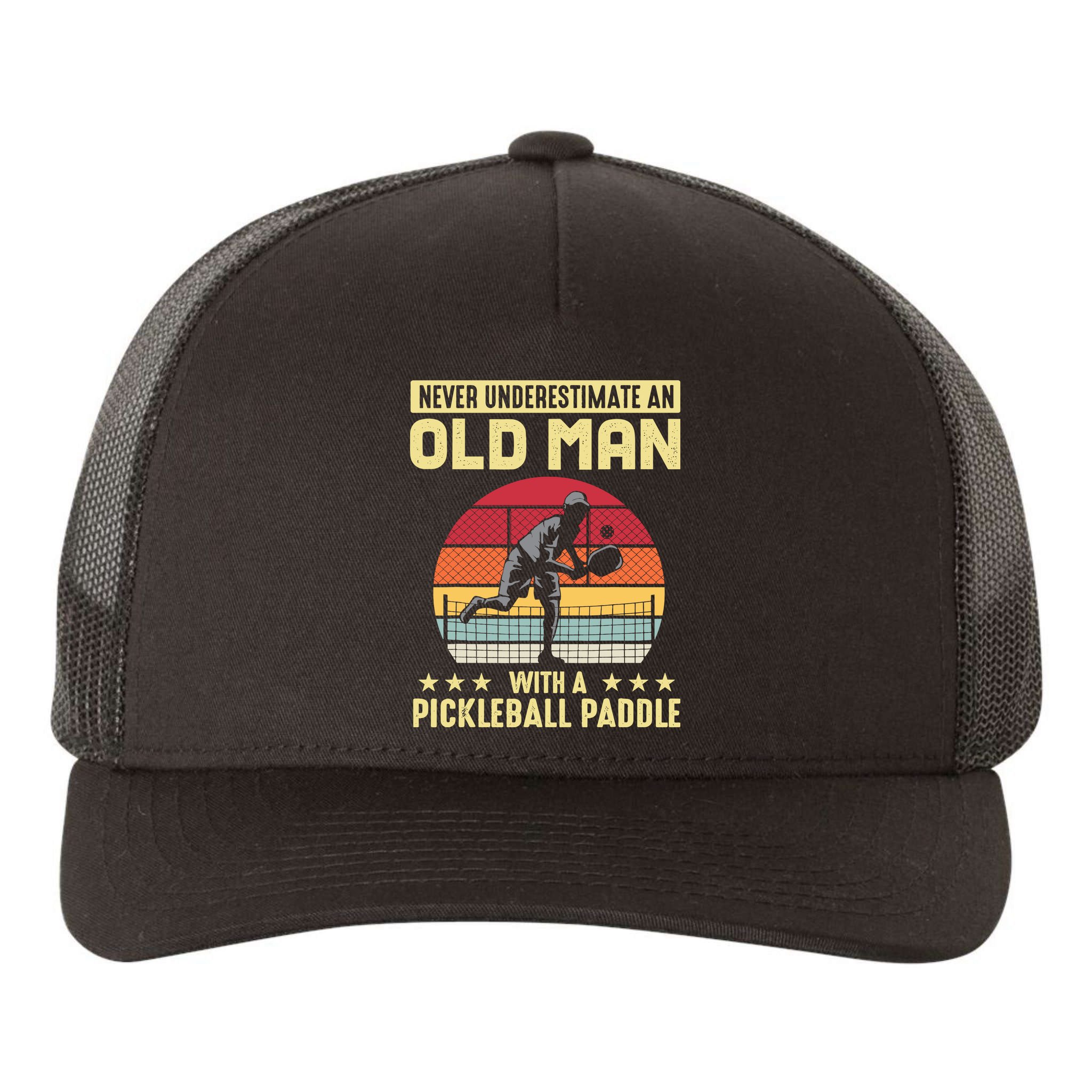 Vintage Never Underestimate An Old Man Pickleball Paddle Yupoong Adult 5-Panel Trucker Hat