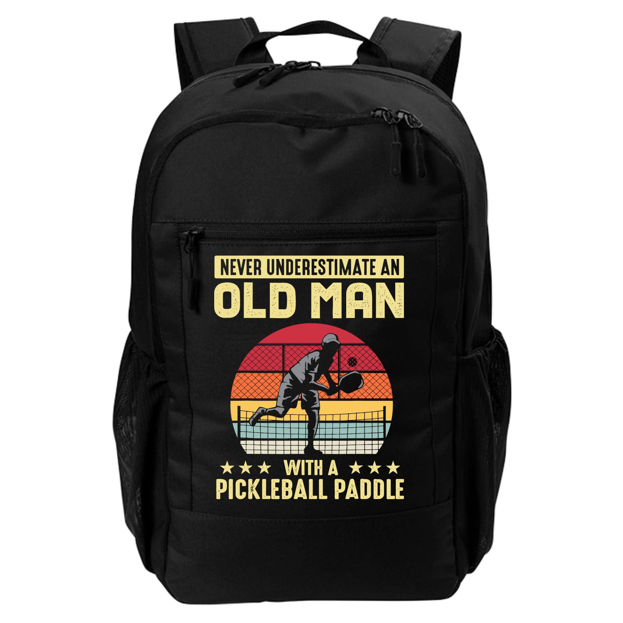 Vintage Never Underestimate An Old Man Pickleball Paddle Backpack