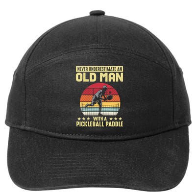 Vintage Never Underestimate An Old Man Pickleball Paddle 7-Panel Snapback Hat