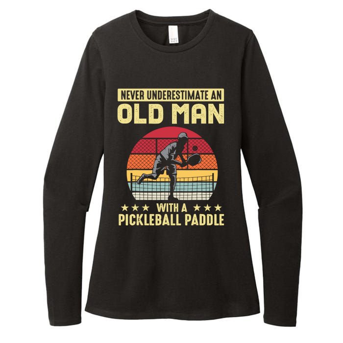 Vintage Never Underestimate An Old Man Pickleball Paddle Womens CVC Long Sleeve Shirt