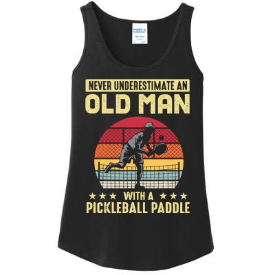 Vintage Never Underestimate An Old Man Pickleball Paddle Ladies Essential Tank