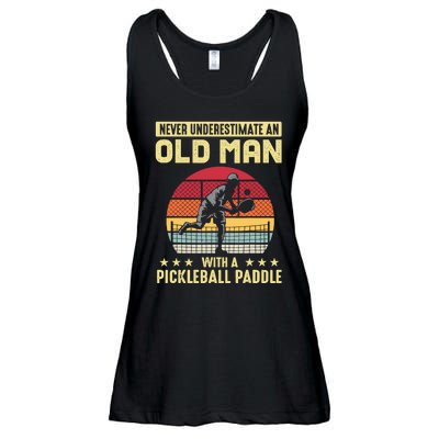 Vintage Never Underestimate An Old Man Pickleball Paddle Ladies Essential Flowy Tank