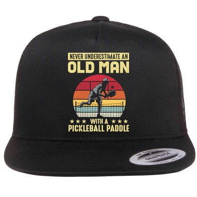 Vintage Never Underestimate An Old Man Pickleball Paddle Flatbill Hat