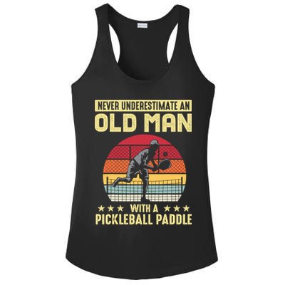 Vintage Never Underestimate An Old Man Pickleball Paddle Ladies PosiCharge Competitor Racerback Tank