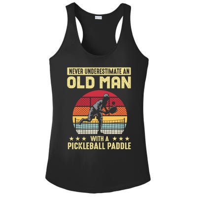 Vintage Never Underestimate An Old Man Pickleball Paddle Ladies PosiCharge Competitor Racerback Tank