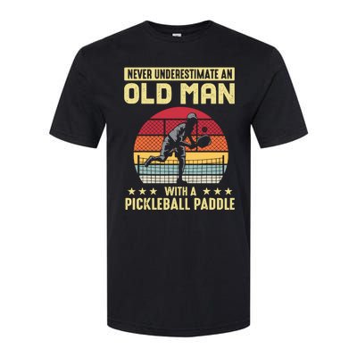 Vintage Never Underestimate An Old Man Pickleball Paddle Softstyle® CVC T-Shirt