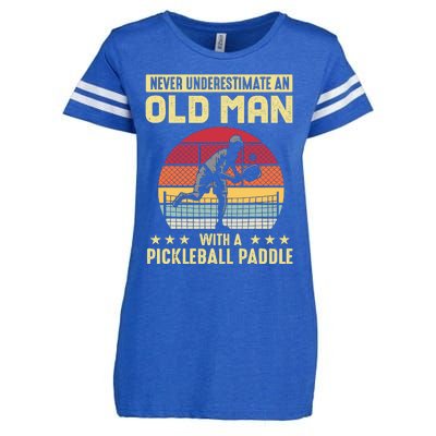 Vintage Never Underestimate An Old Man Pickleball Paddle Enza Ladies Jersey Football T-Shirt