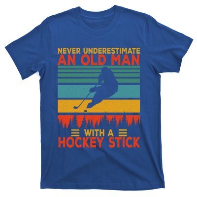 Vintage Never Underestimate An Old With A Hockey Stick Great Gift T-Shirt