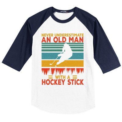 Vintage Never Underestimate An Old With A Hockey Stick Great Gift Baseball Sleeve Shirt