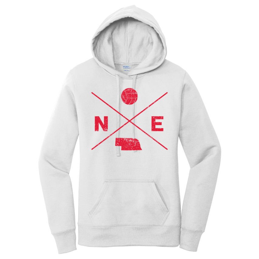 Vintage Nebraska Volleyball Player Coach Distressed Women's Pullover Hoodie