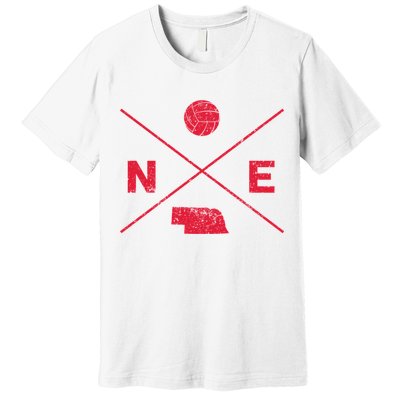 Vintage Nebraska Volleyball Player Coach Distressed Premium T-Shirt