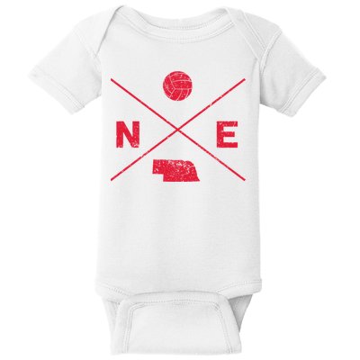 Vintage Nebraska Volleyball Player Coach Distressed Baby Bodysuit
