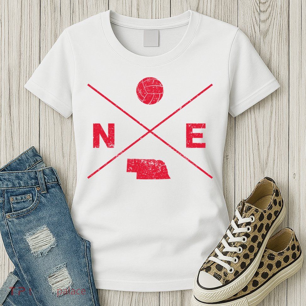 Vintage Nebraska Volleyball Player Coach Distressed Womens T-Shirt