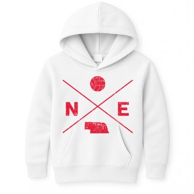 Vintage Nebraska Volleyball Player Coach Distressed Kids Hoodie