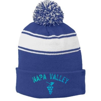 Vintage Napa Valley California Wine Country Meaningful Gift Souvenir Meaningful Stripe Pom Pom Beanie