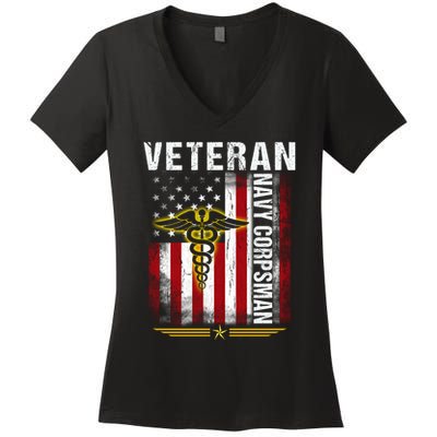 Veteran Na Vy Corpsman Women's V-Neck T-Shirt