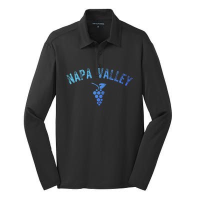 Vintage Napa Valley California Wine Country Meaningful Gift Souvenir Meaningful Silk Touch Performance Long Sleeve Polo