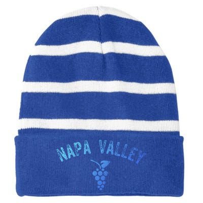 Vintage Napa Valley California Wine Country Meaningful Gift Souvenir Meaningful Striped Beanie with Solid Band