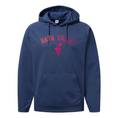 Vintage Napa Valley California Wine Country Meaningful Gift Souvenir Meaningful Performance Fleece Hoodie