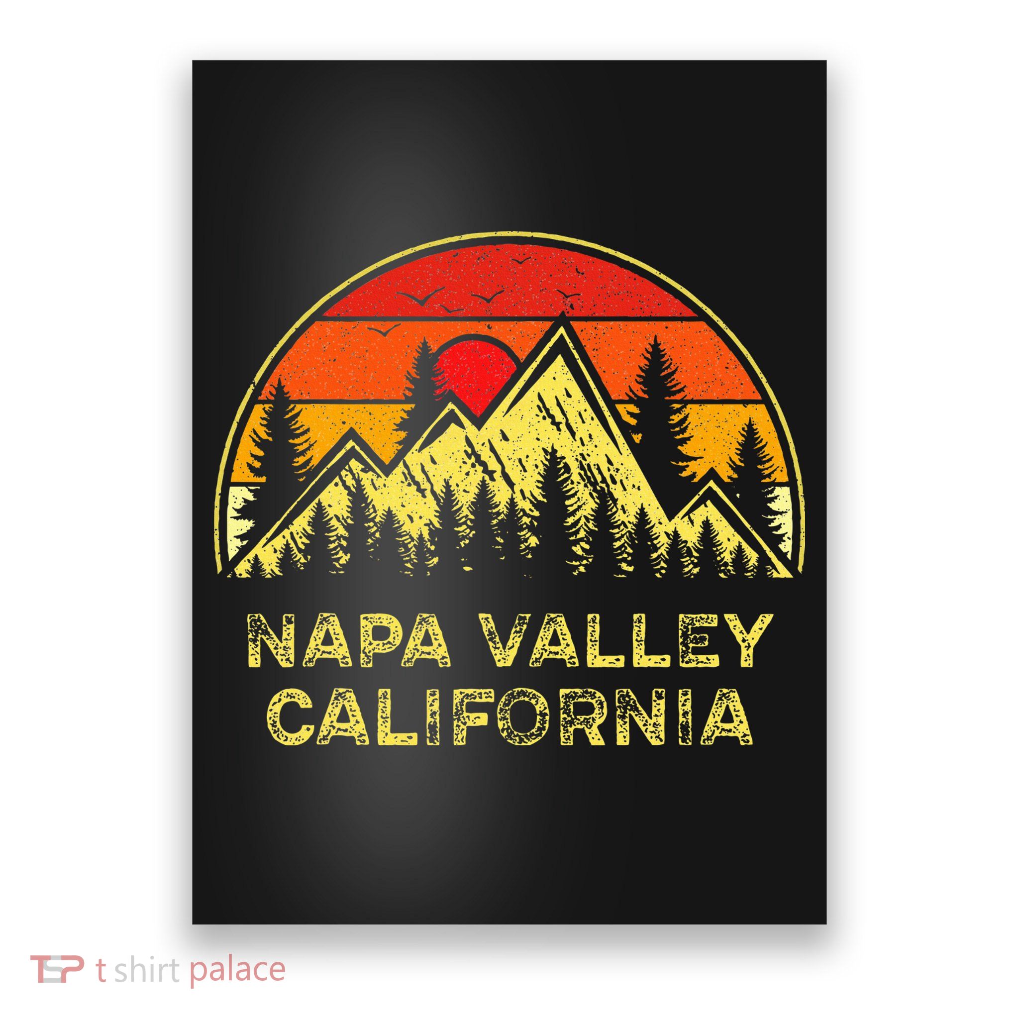 Vintage Napa Valley California Ca Mountains Hiking Souvenir Poster