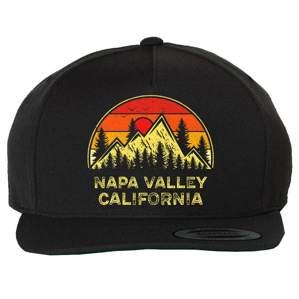 Vintage Napa Valley California Ca Mountains Hiking Souvenir Wool Snapback Cap