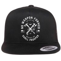 Vintage No Weapon Formed Against Me Shall Prosper Christian Flat Bill Trucker Hat