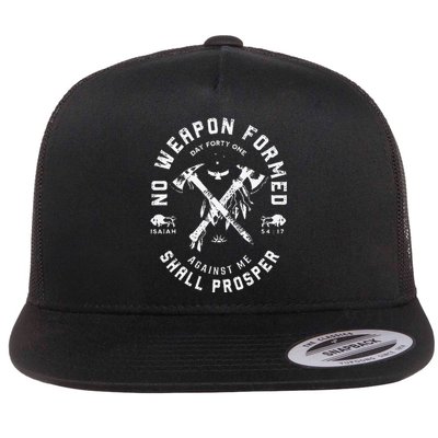 Vintage No Weapon Formed Against Me Shall Prosper Christian Flat Bill Trucker Hat