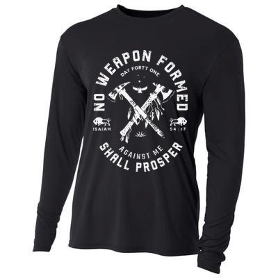 Vintage No Weapon Formed Against Me Shall Prosper Christian Cooling Performance Long Sleeve Crew