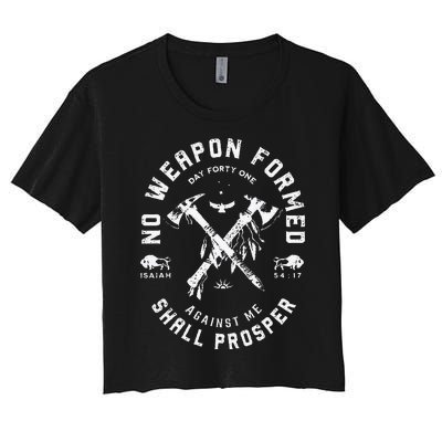 Vintage No Weapon Formed Against Me Shall Prosper Christian Women's Crop Top Tee