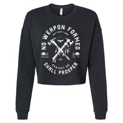 Vintage No Weapon Formed Against Me Shall Prosper Christian Cropped Pullover Crew