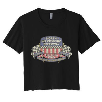 Vintage North Wilkesboro Speedway USA 1947 Car Racing Gift Women's Crop Top Tee