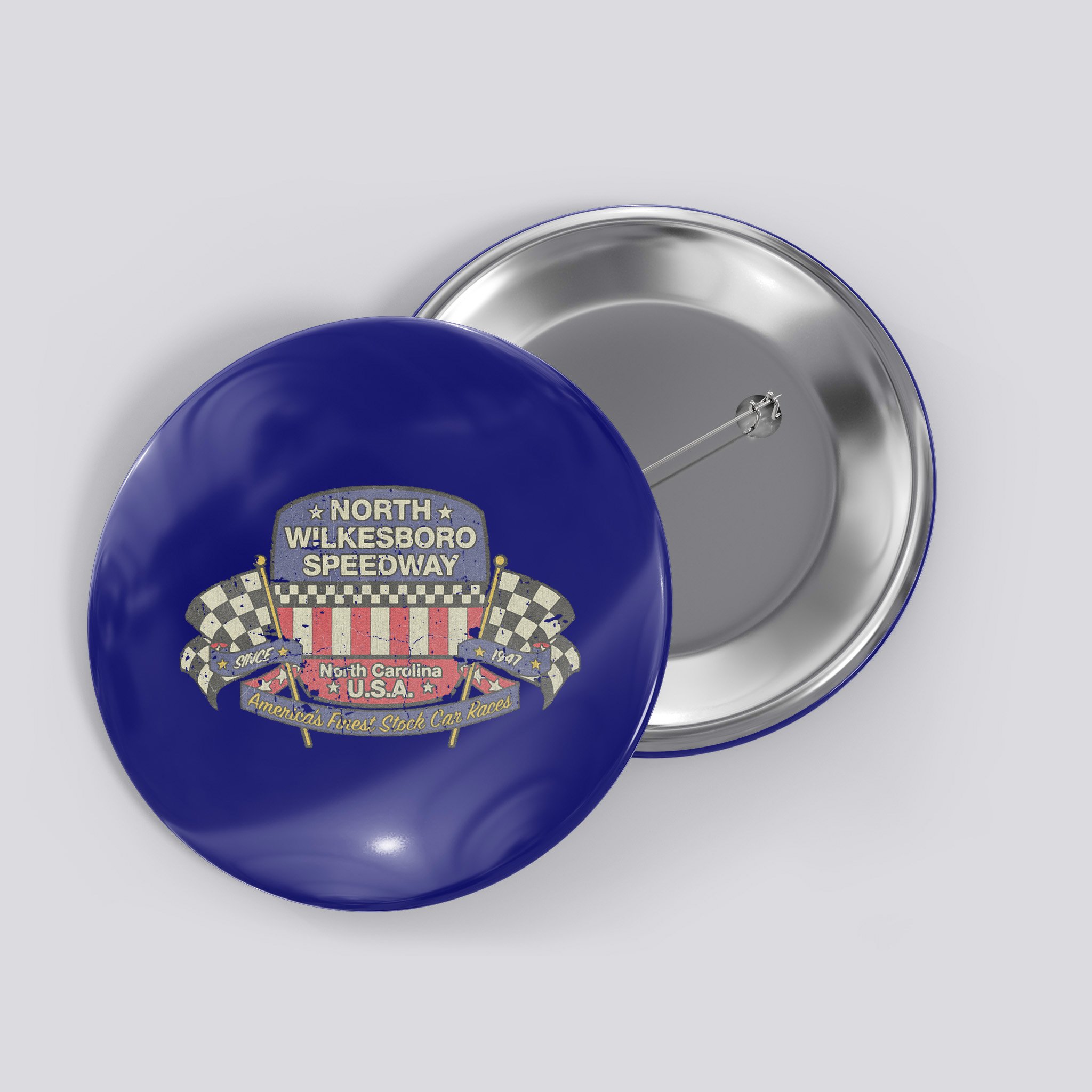 Vintage North Wilkesboro Speedway USA 1947 Car Racing Gift Button