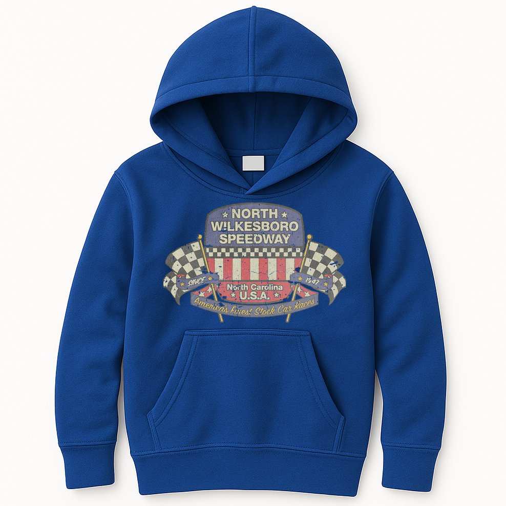 Vintage North Wilkesboro Speedway USA 1947 Car Racing Gift Kids Hoodie
