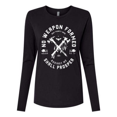 Vintage No Weapon Formed Against Me Shall Prosper Christian Womens Cotton Relaxed Long Sleeve T-Shirt