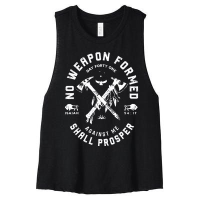 Vintage No Weapon Formed Against Me Shall Prosper Christian Women's Racerback Cropped Tank